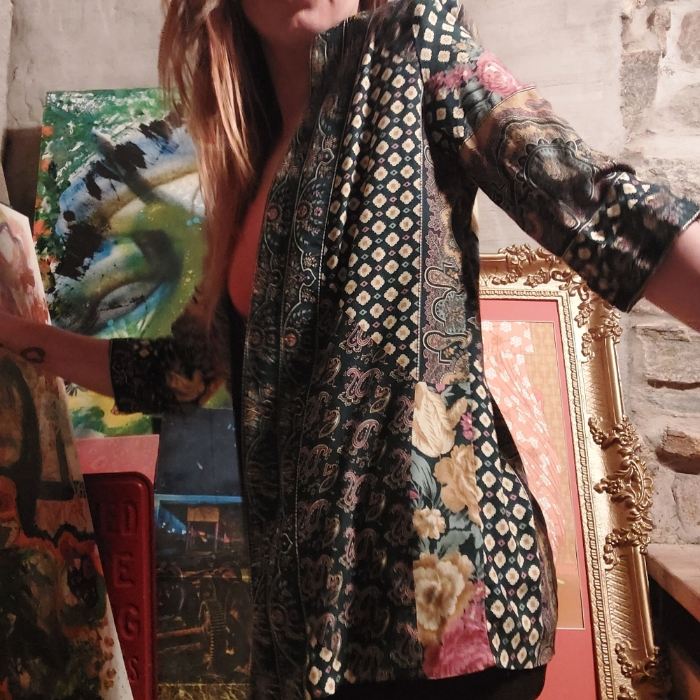 1980's Cottagecore Patchwork Jacket ~ Cardigan - image 4